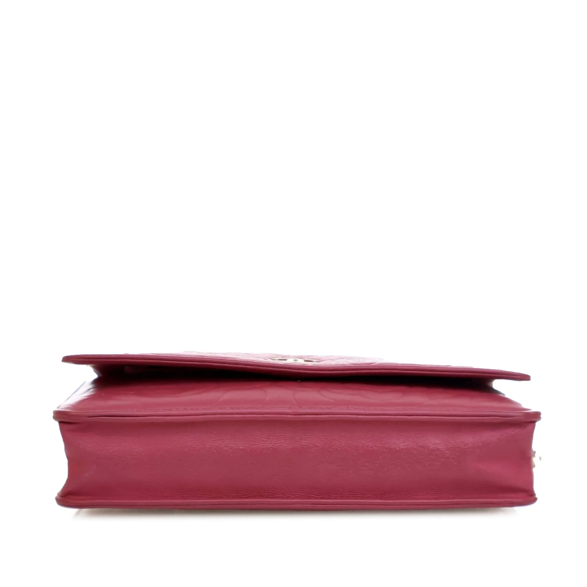 Pink Chanel Embossed Lambskin Camellia Wallet On Chain Crossbody Bag