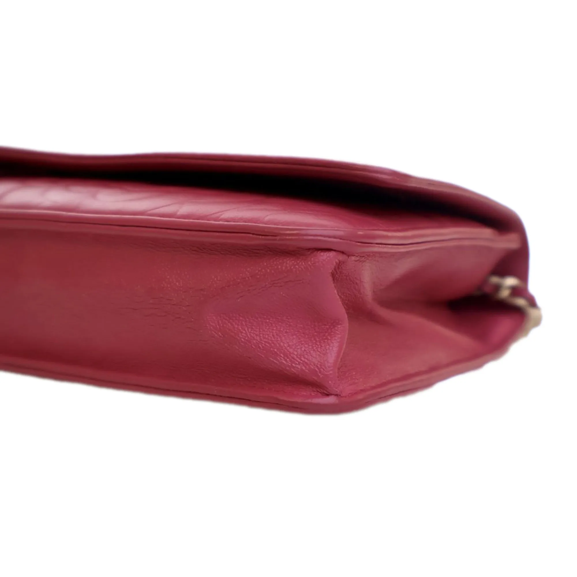Pink Chanel Embossed Lambskin Camellia Wallet On Chain Crossbody Bag