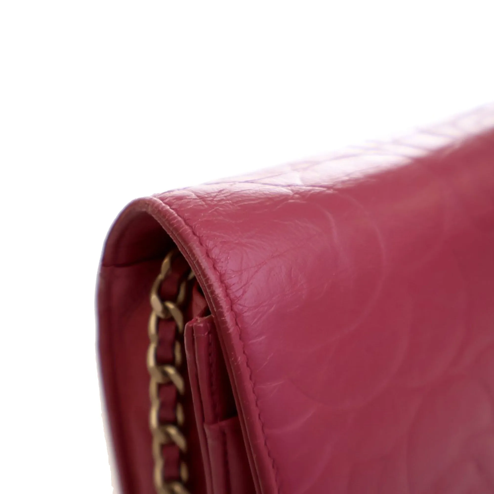 Pink Chanel Embossed Lambskin Camellia Wallet On Chain Crossbody Bag