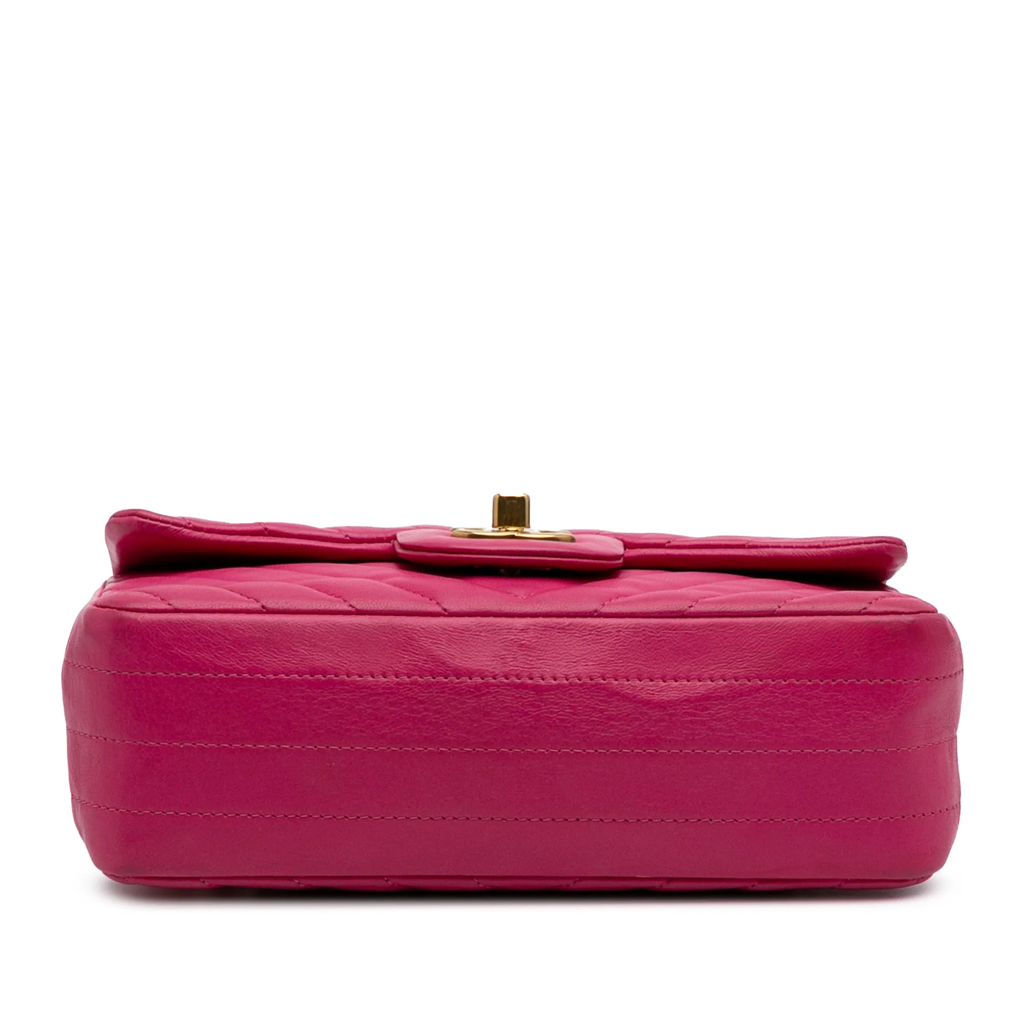 Pink Chanel Mini Rectangular Classic Chevron Lambskin Single Flap Crossbody Bag