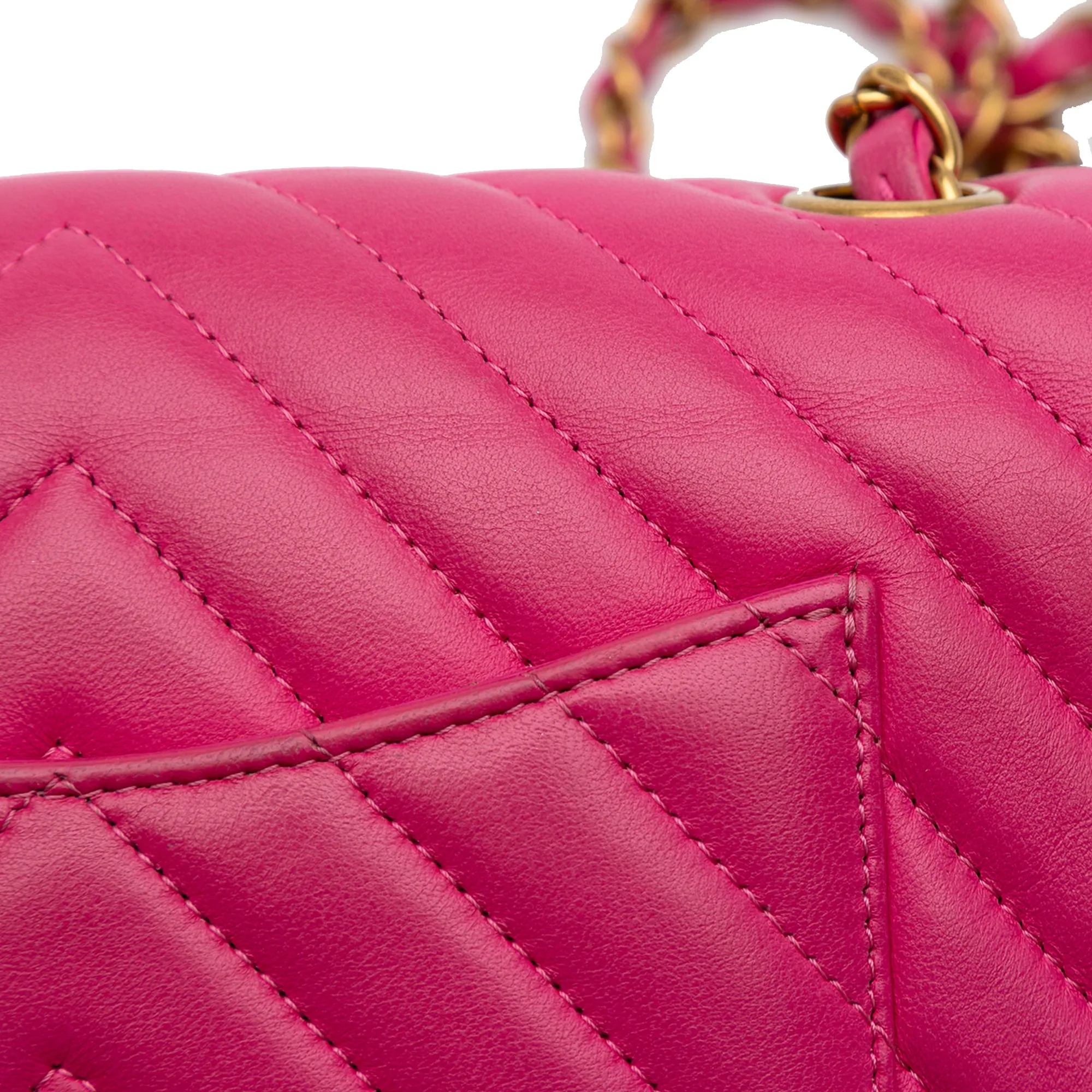 Pink Chanel Mini Rectangular Classic Chevron Lambskin Single Flap Crossbody Bag