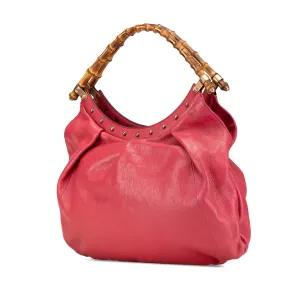 Pink Gucci Leather Bamboo Studded Hobo