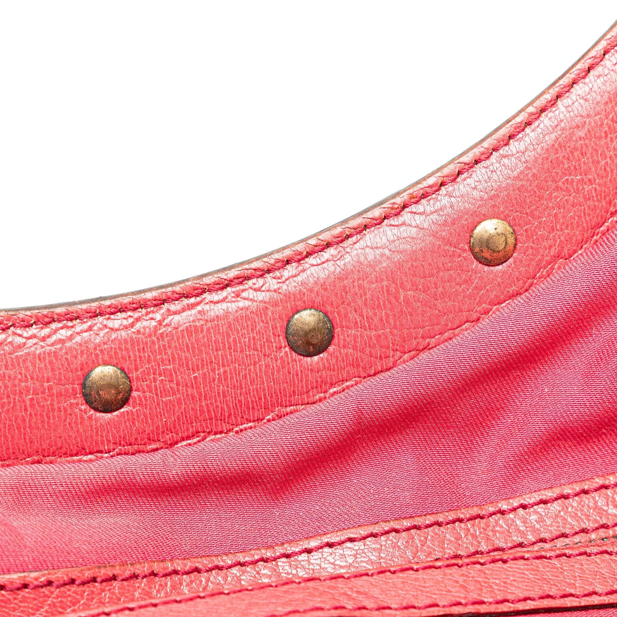 Pink Gucci Leather Bamboo Studded Hobo