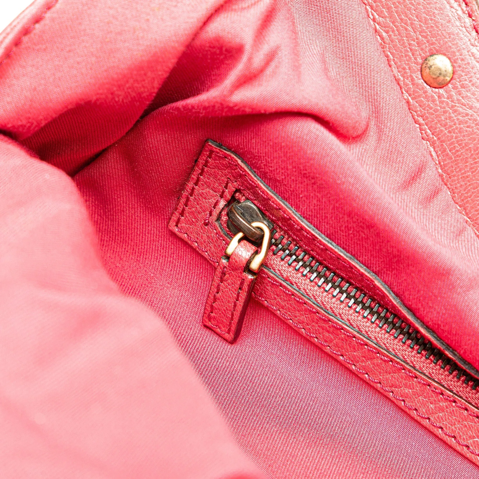 Pink Gucci Leather Bamboo Studded Hobo