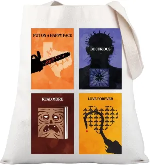 PLITI Horror Movie Inspired Tote Bag Horror Movie Characters Gift Serial Killer Gift Halloween Party Gift For Women