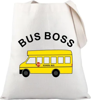 PLITI School Bus Driver Appreciation Gifts Bus Driver Tote Bag For Women Bus Monitor Funny Bus Boss Retirement Shopping Bag