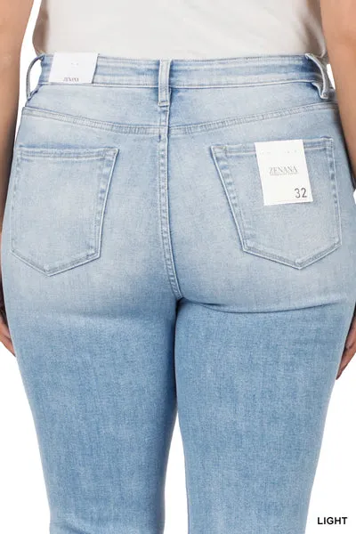 PLUS HIGH-RISE DISTRESSED JEANS