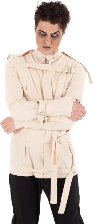 Plus Size Straight Jacket Costume for Adults | Crazy Insane Asylum Canvas Restraint Uniform for Halloween
