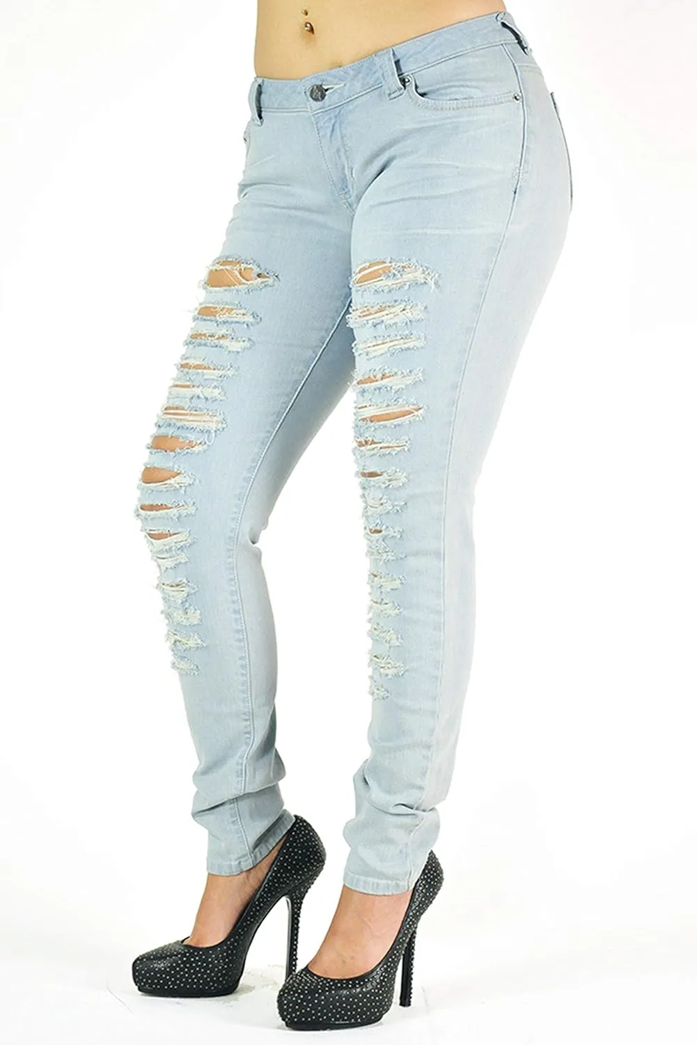 Poetic Justice Women's Curvy Fit Stretch Denim Mid Rise Skinny Jeans