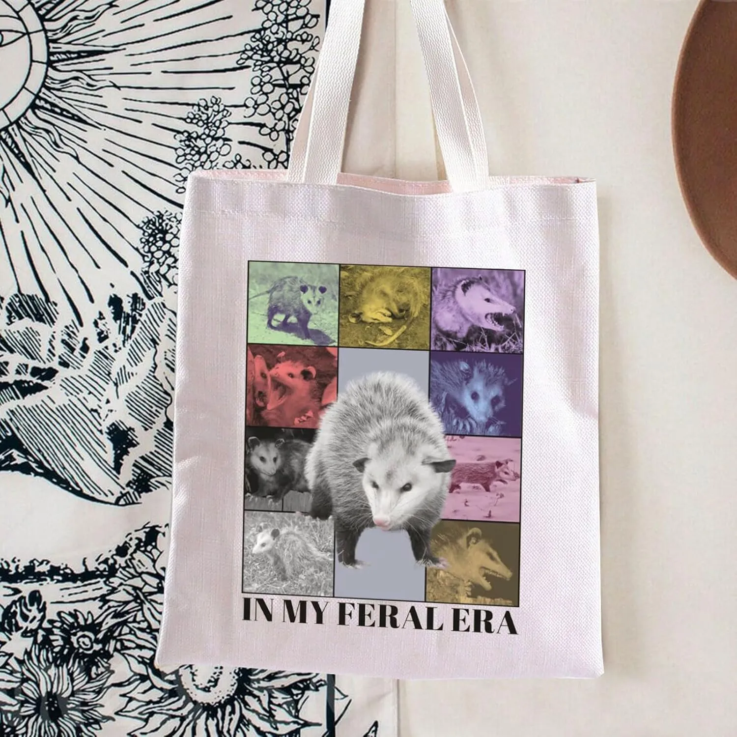 Possum Tote Bag Possum Themed Gift Opossum Lover Grocery Shopping Handbag Possum Owner Gift For Women In My Feral Era Tote