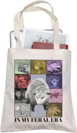 Possum Tote Bag Possum Themed Gift Opossum Lover Grocery Shopping Handbag Possum Owner Gift For Women In My Feral Era Tote