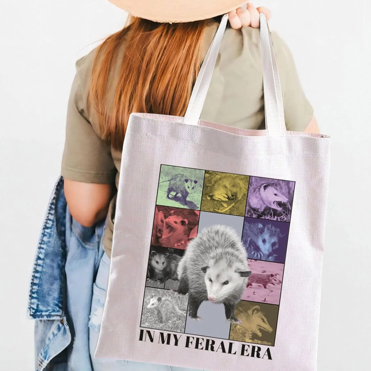 Possum Tote Bag Possum Themed Gift Opossum Lover Grocery Shopping Handbag Possum Owner Gift For Women In My Feral Era Tote