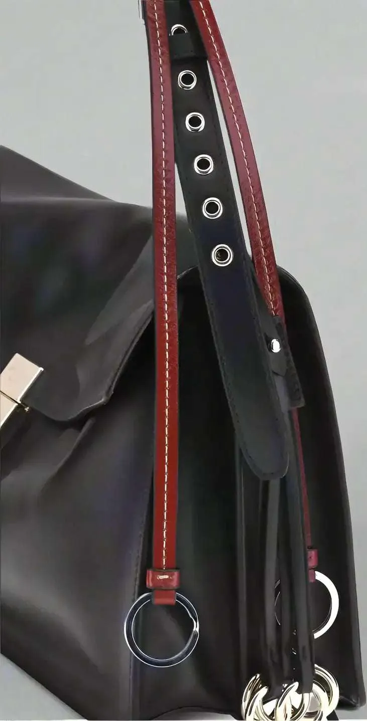 PRADA black leather Large Soft Sound Shoulder Bag with charms