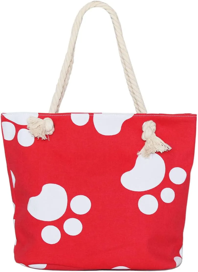 Premium Dog Cat Puppy Kitty Animal Paws Print Canvas Tote Shoulder Bag Handbag