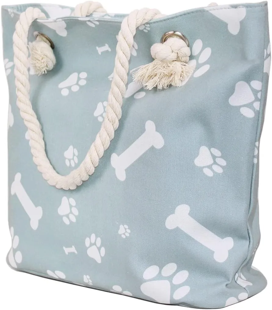 Premium Dog Cat Puppy Kitty Animal Paws Print Canvas Tote Shoulder Bag Handbag