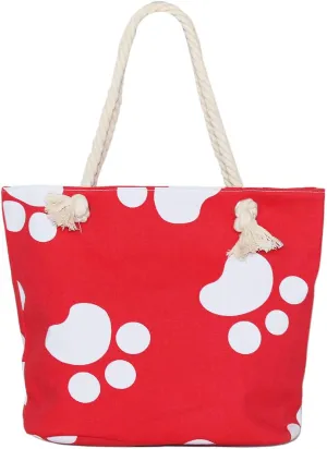 Premium Dog Cat Puppy Kitty Animal Paws Print Canvas Tote Shoulder Bag Handbag