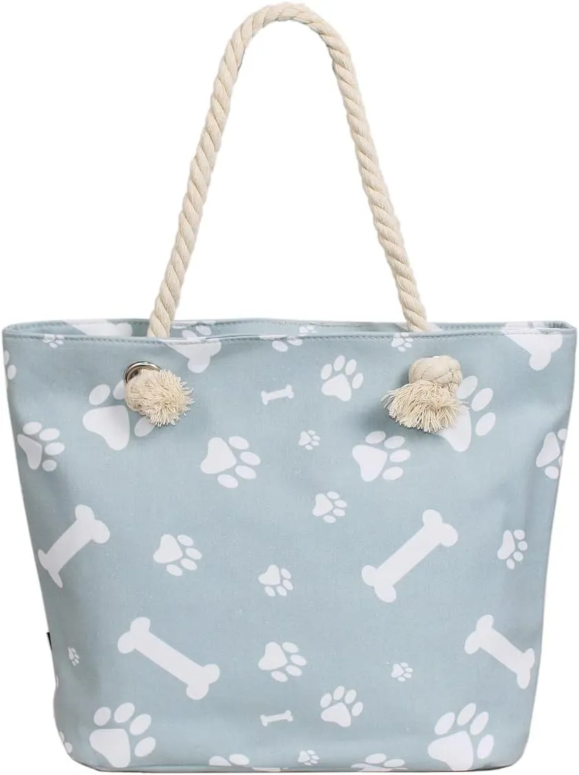 Premium Dog Cat Puppy Kitty Animal Paws Print Canvas Tote Shoulder Bag Handbag