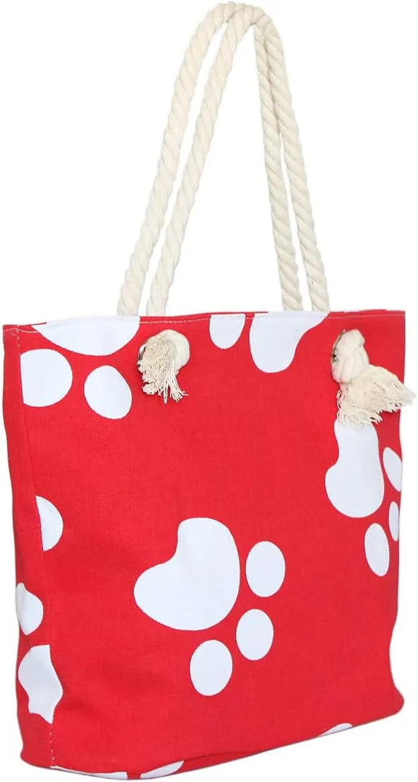 Premium Dog Cat Puppy Kitty Animal Paws Print Canvas Tote Shoulder Bag Handbag