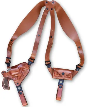 Premium Leather Horizontal Shoulder Holster System with Bullet Carrier for S&W Performance Center Mod. 627 357 Mag 8 Shot 2-5/8" Barrel Unfluted Cylinder, Right Hand Draw, Brown Color #1489#