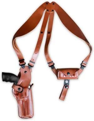 Premium Leather Vertical Shoulder Holster System with Bullet Carrier, Revolver Rugerr Vaquero 45 Colt 5.5''BBL, Right Hand Draw, Brown Color #1833#