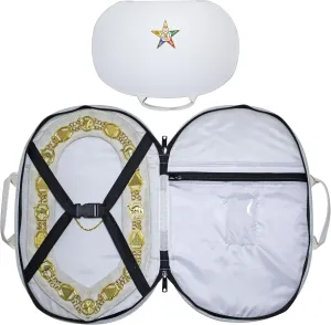 Premium Masonic OES Chain Collar Case White Leather (Improved Design), Freemason Carrying Bag