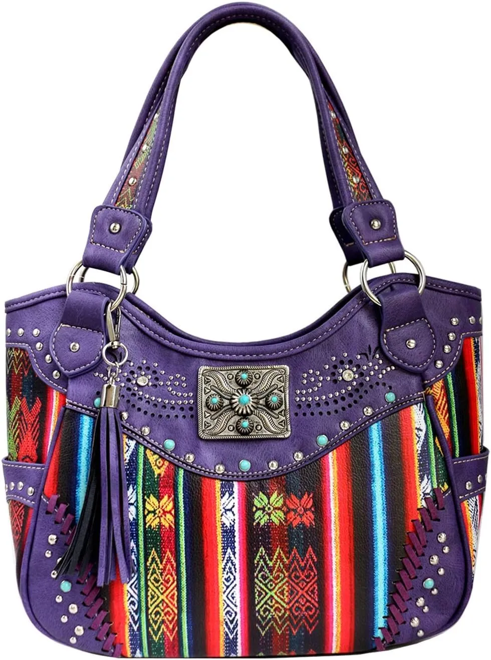 Premium Native Studded Concealed Carry Purse Western Style Country Leather Handbag Women Shoulder Bag in 4 colors