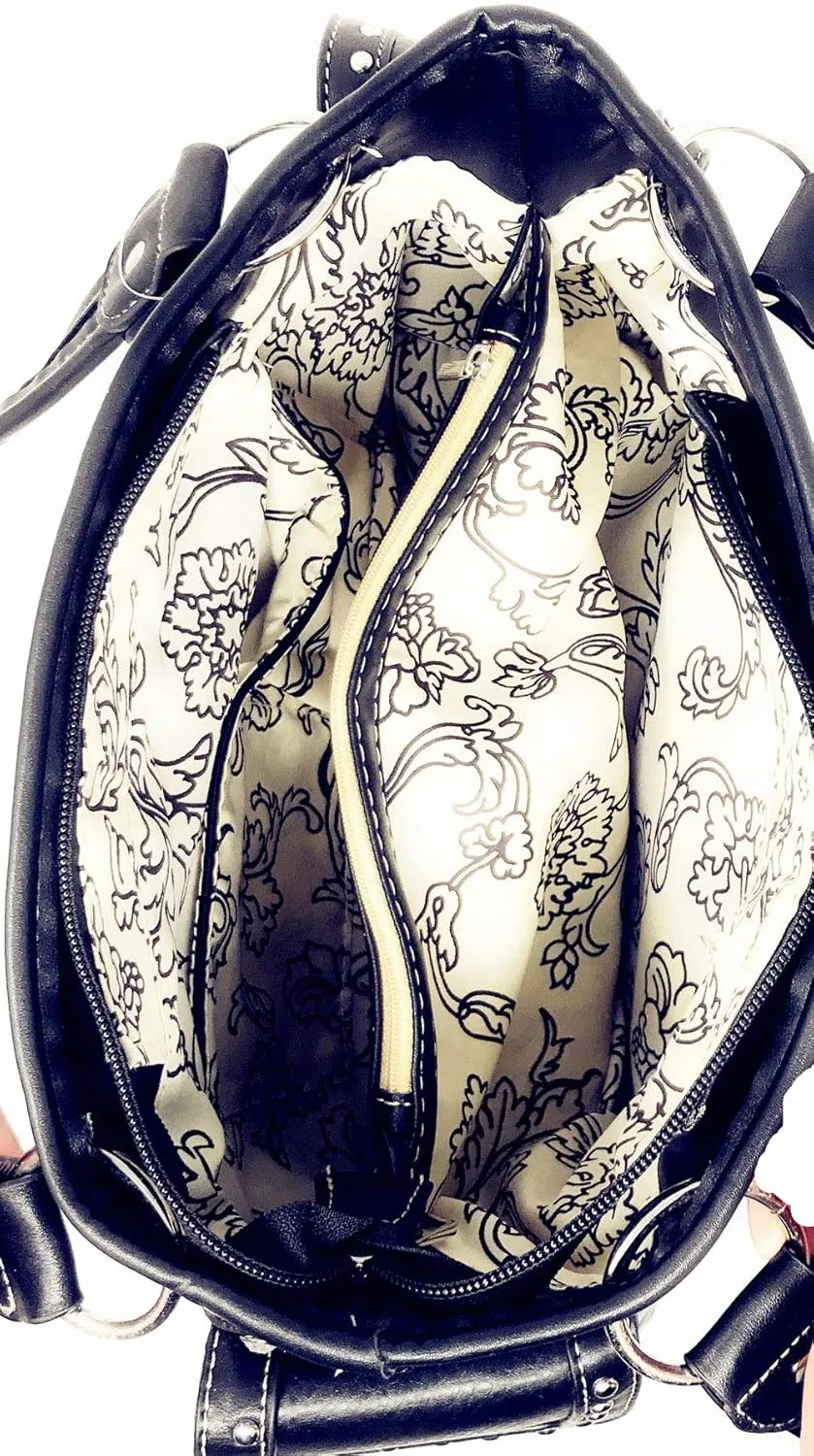 Premium Rhinestone Cross Western Embroidered Concealed Carry Handbag Purse in 6 colors