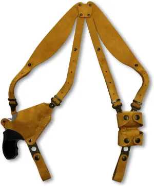 Premium Suede Leather Shoulder Holster System with Double Speed Loader Fits Rugerr Super Redhawk Alaskan Shroud Barrel 480/454 Casull 45 Colt 2.50" Barrel, Right-Hand Draw, Brown Color #1478#