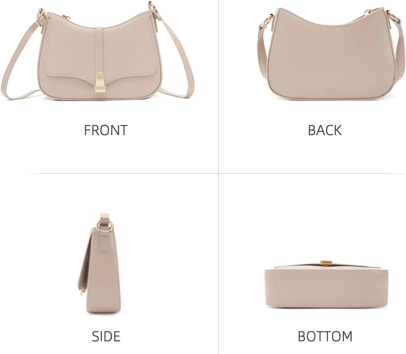 Prettyzys Crescent Shoulder Bag for Women, Vintage Retro Vegan Leather Clutch Tote Handbags Crossbody Bags Handbag for Women