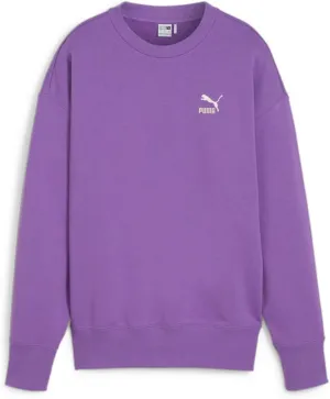 PUMA Womens Better Classics Relaxed Logo Crew Neck Sweatshirt Casual - Purple - Size M