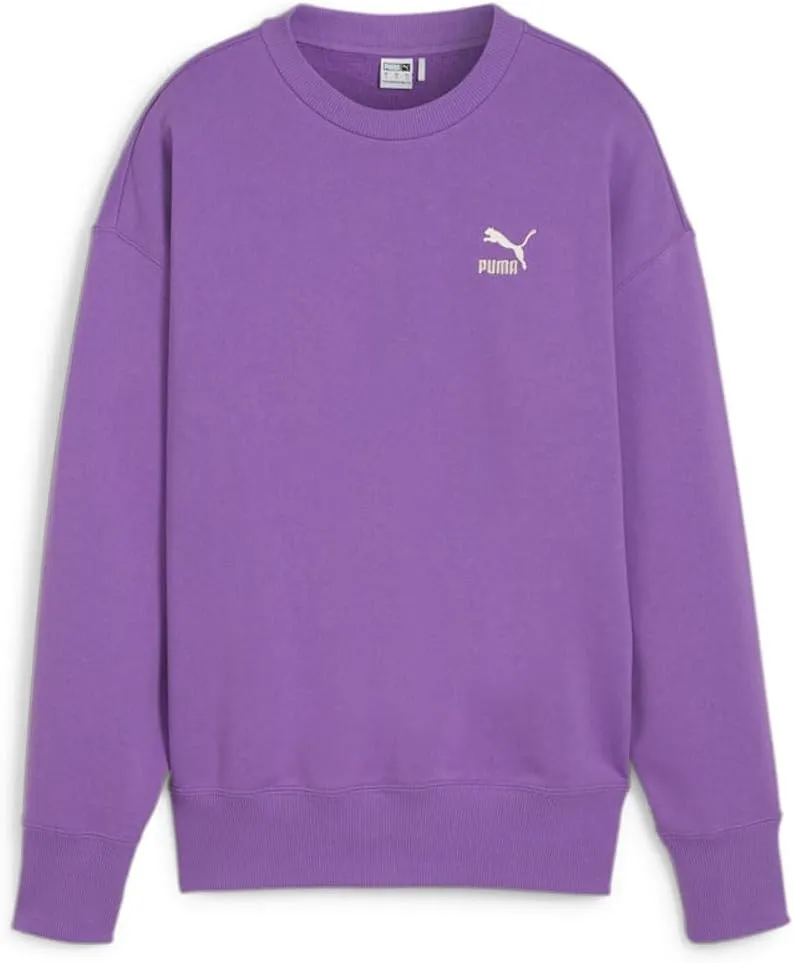 PUMA Womens Better Classics Relaxed Logo Crew Neck Sweatshirt Casual - Purple - Size M