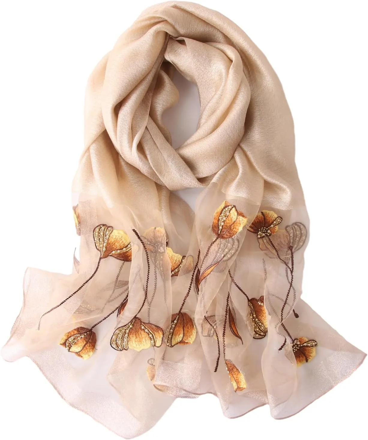 Purple Silk Scarf and Shawl - Elegant Embroidered scarves for Women Floral Pashmina shawls and wraps for weddings