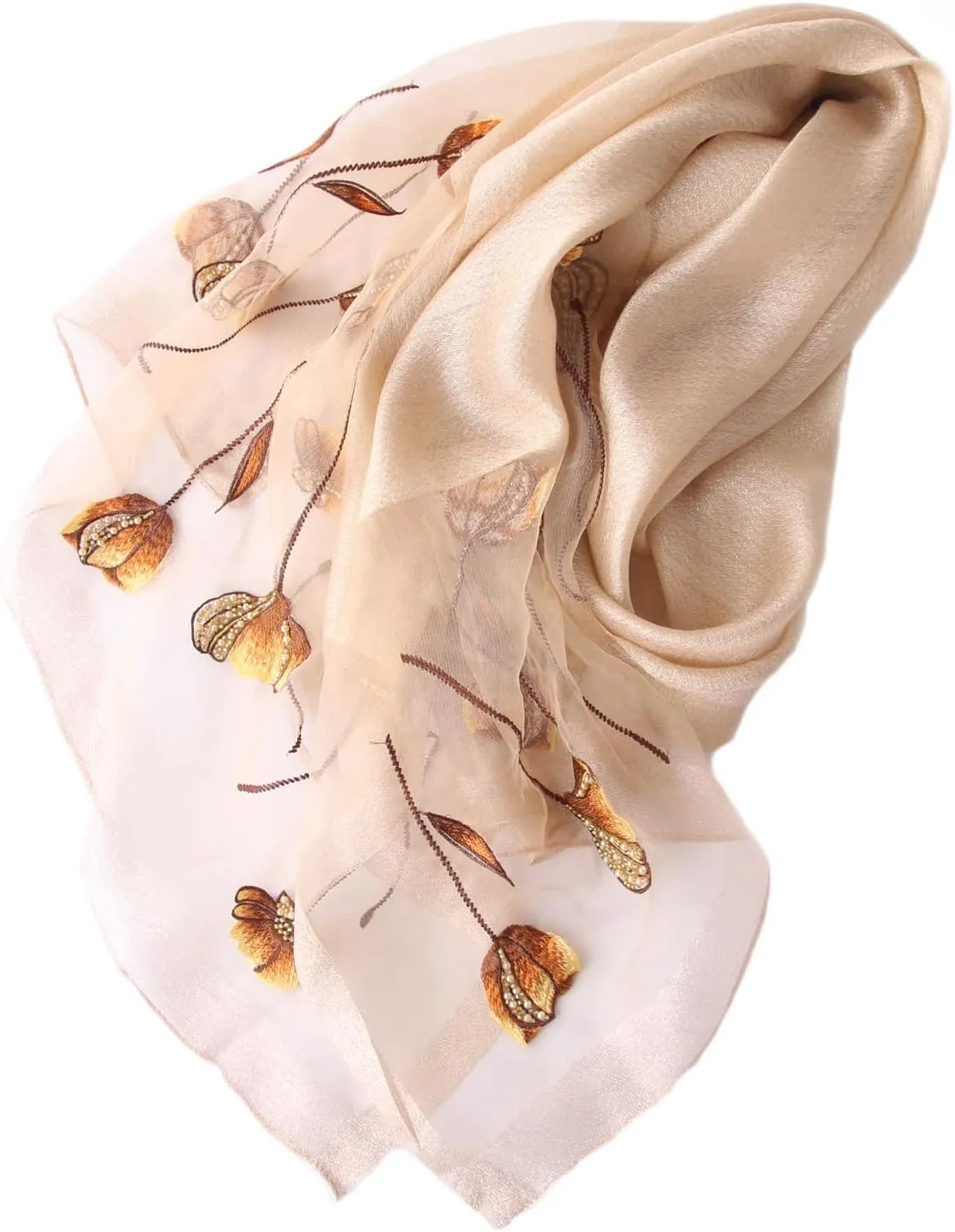 Purple Silk Scarf and Shawl - Elegant Embroidered scarves for Women Floral Pashmina shawls and wraps for weddings