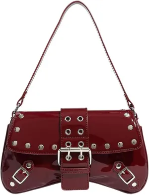 Purses for Women PU Leather Rivet Punk Hobo Purse Shoulder Bag Cute Studded Purse Womens Small Goth Bag
