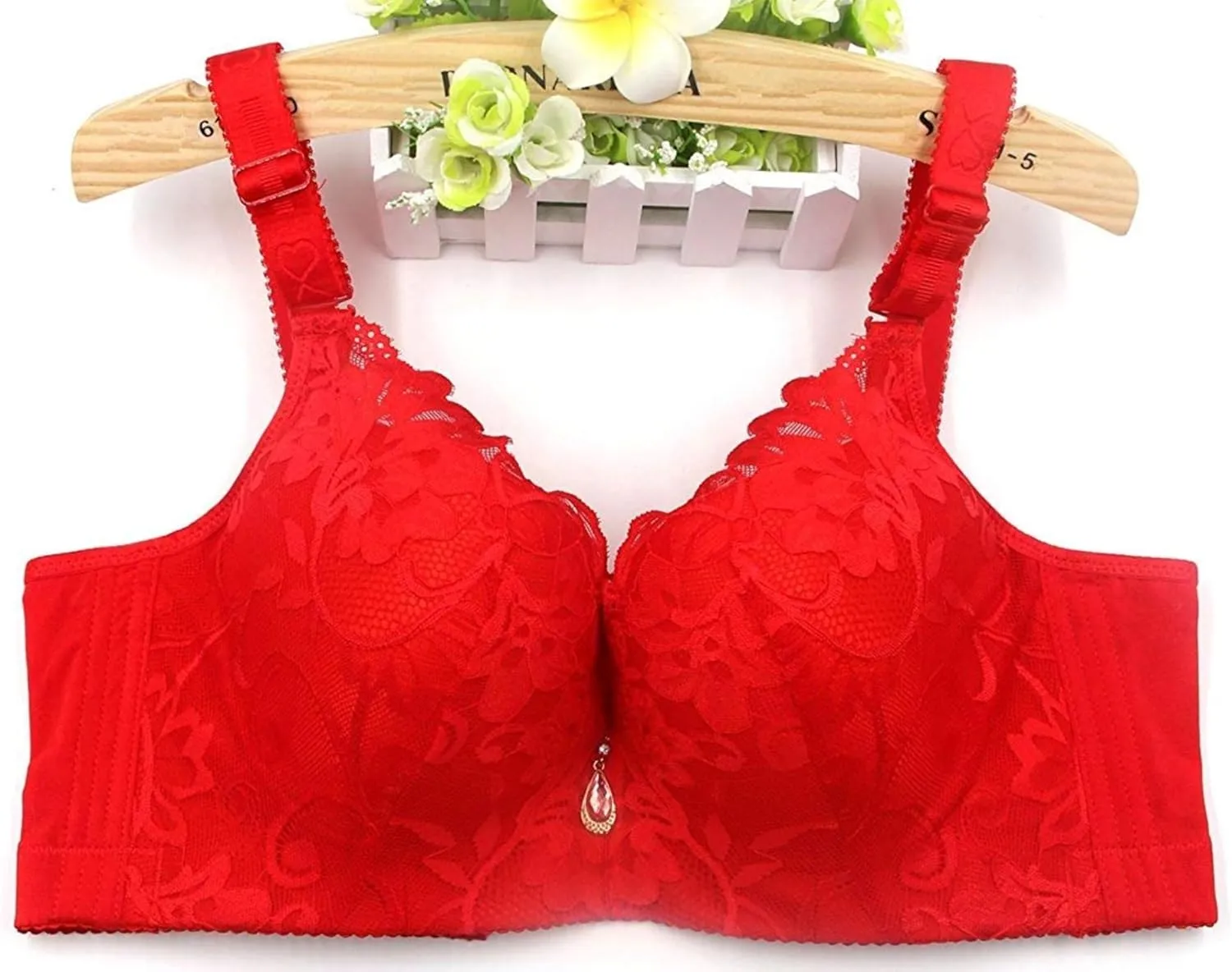 Push Up Bras for Women Plus Size Floral Lace Underwire Soft Cup Everyday Bra
