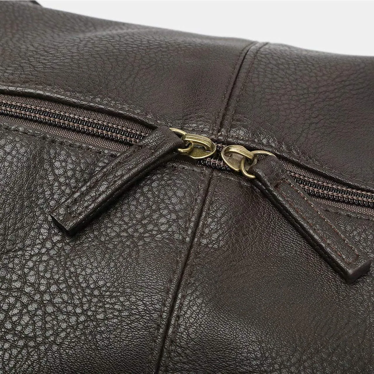 PX Mens Pebbled Vegan Leather Weekend Getaway Duffel Bag Brown