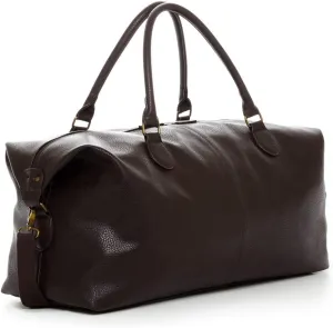 PX Mens Pebbled Vegan Leather Weekend Getaway Duffel Bag Brown
