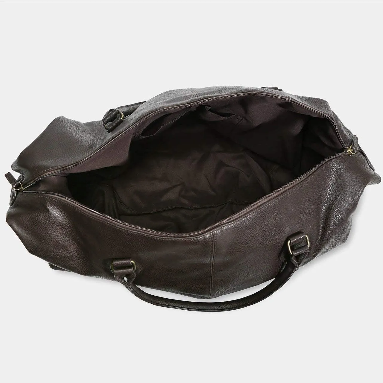 PX Mens Pebbled Vegan Leather Weekend Getaway Duffel Bag Brown
