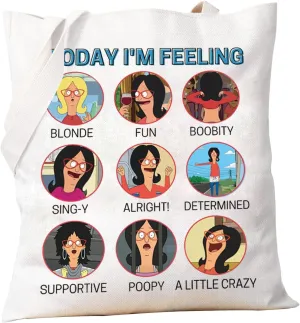 PXTIDY Linda Belcher Tote Bag Linda Belcher Fans Gift Today I'm Feeling Reusable Grocery Bag Cartoon TV Show Merchandise