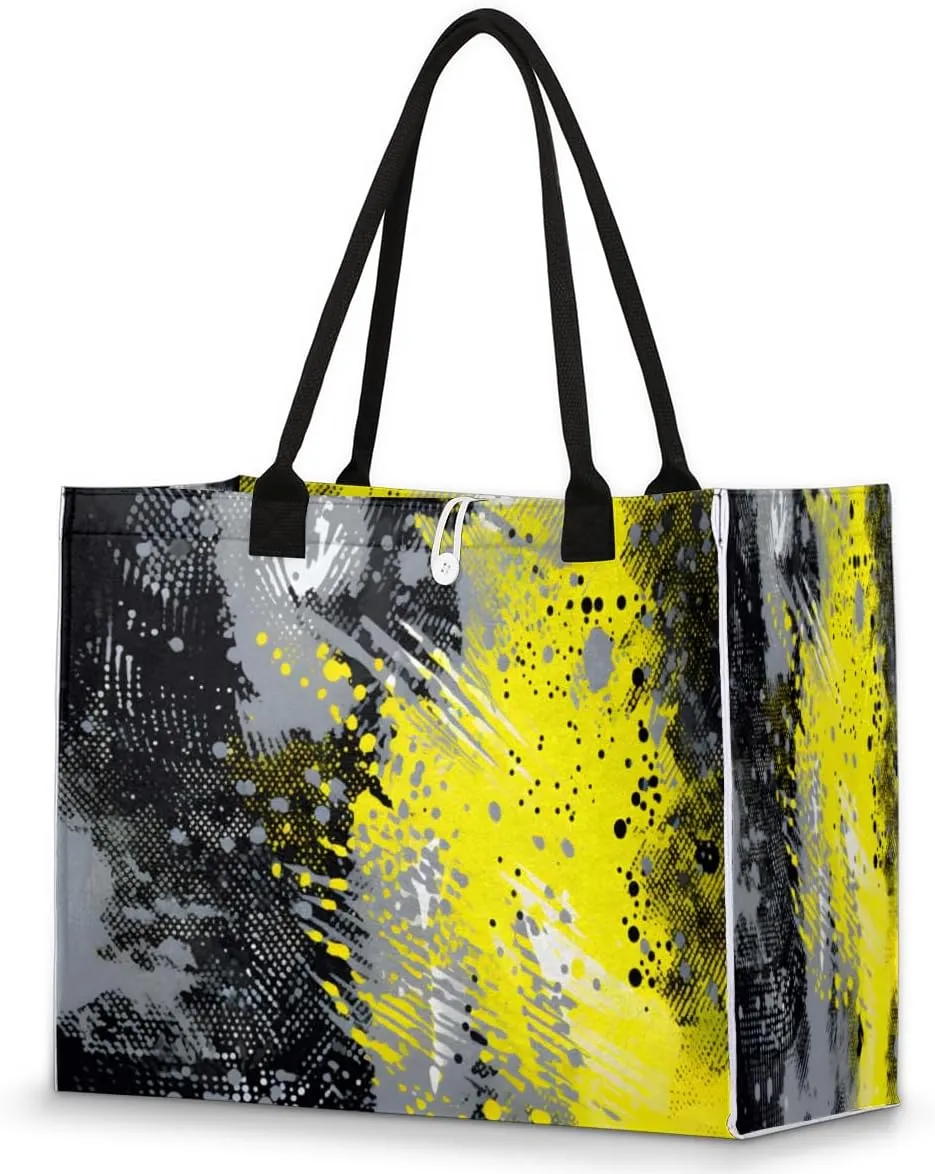 QsirBC Abstraction Art Pattern Tote Bag for Women Shoulder Bags with Pockets Handbags Purses Large Totes