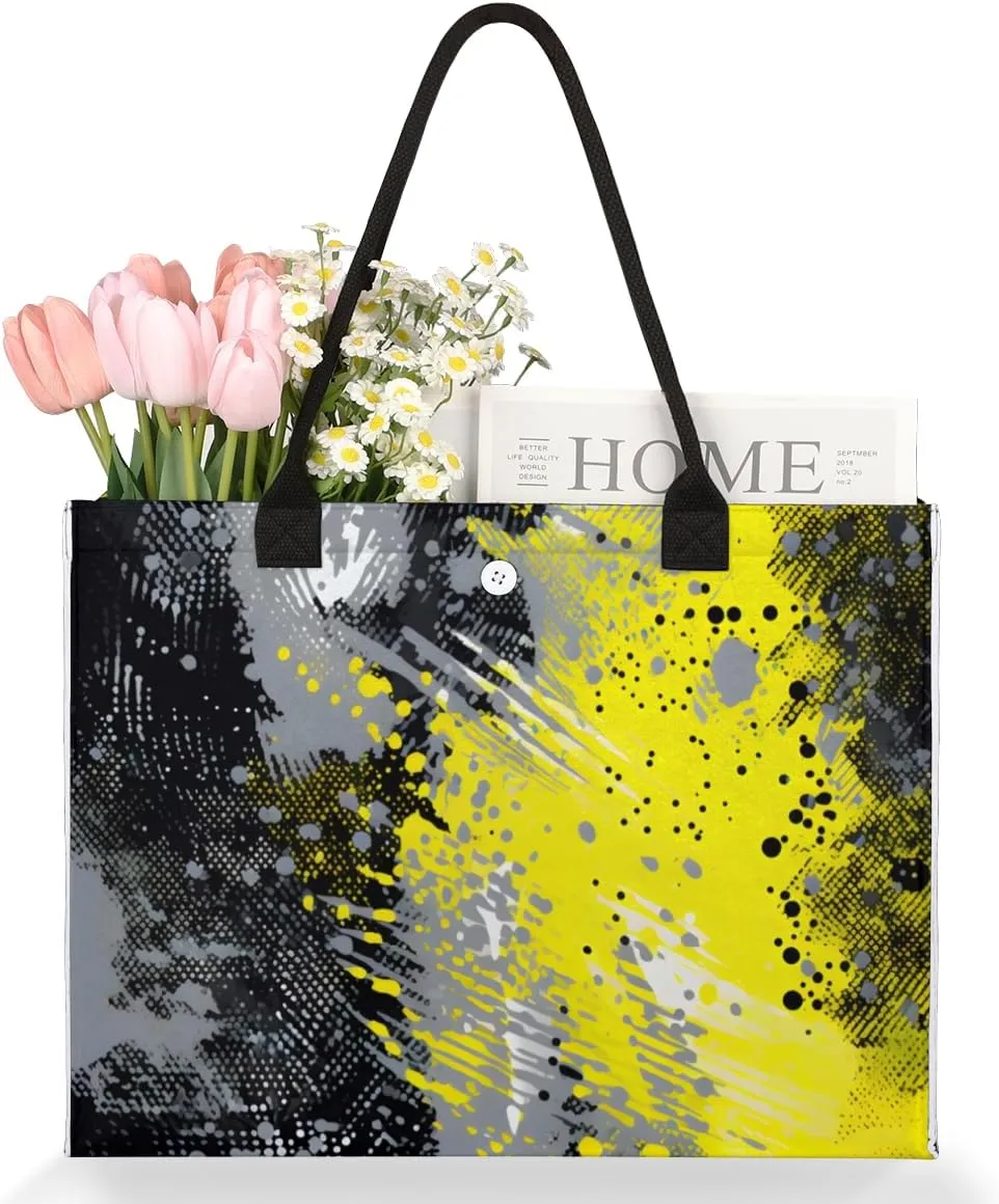 QsirBC Abstraction Art Pattern Tote Bag for Women Shoulder Bags with Pockets Handbags Purses Large Totes
