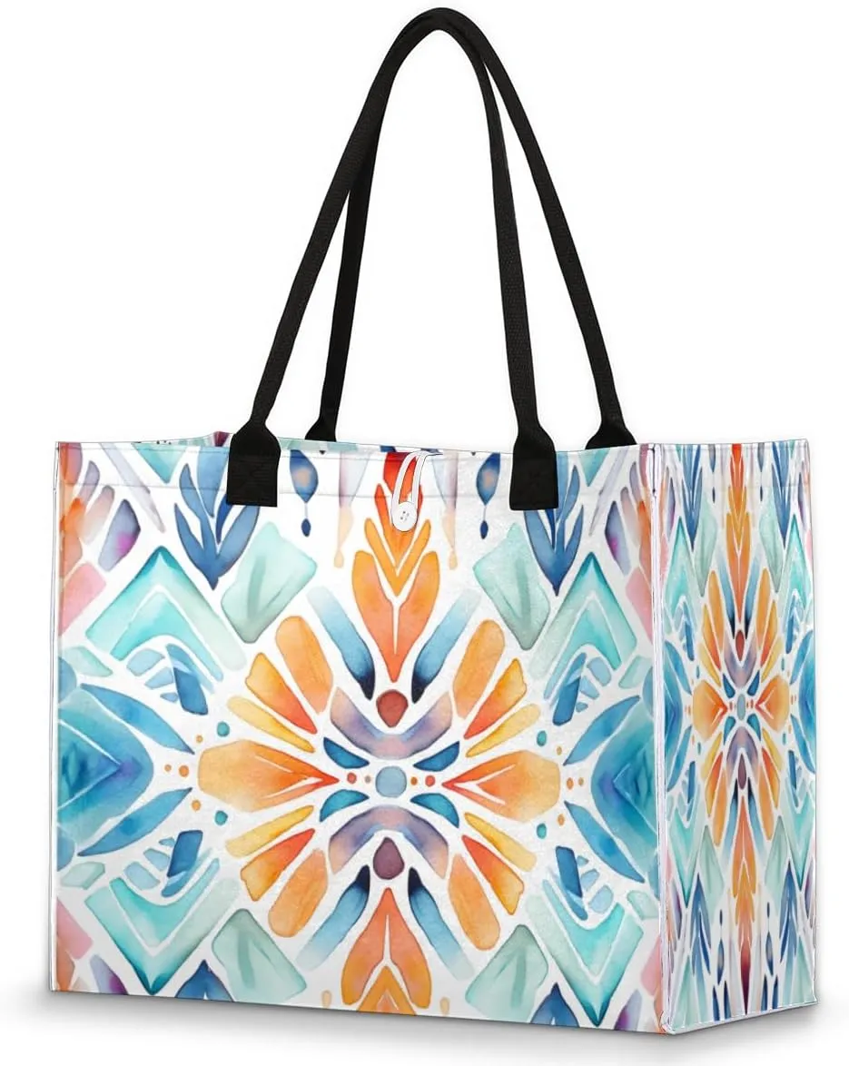 QsirBC Abstraction Design Theme Tote Bag for Women Shoulder Bags with Pockets Handbags Purses Large Totes