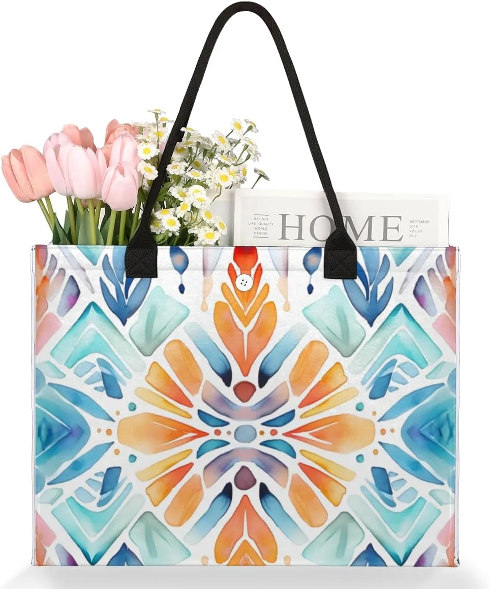 QsirBC Abstraction Design Theme Tote Bag for Women Shoulder Bags with Pockets Handbags Purses Large Totes
