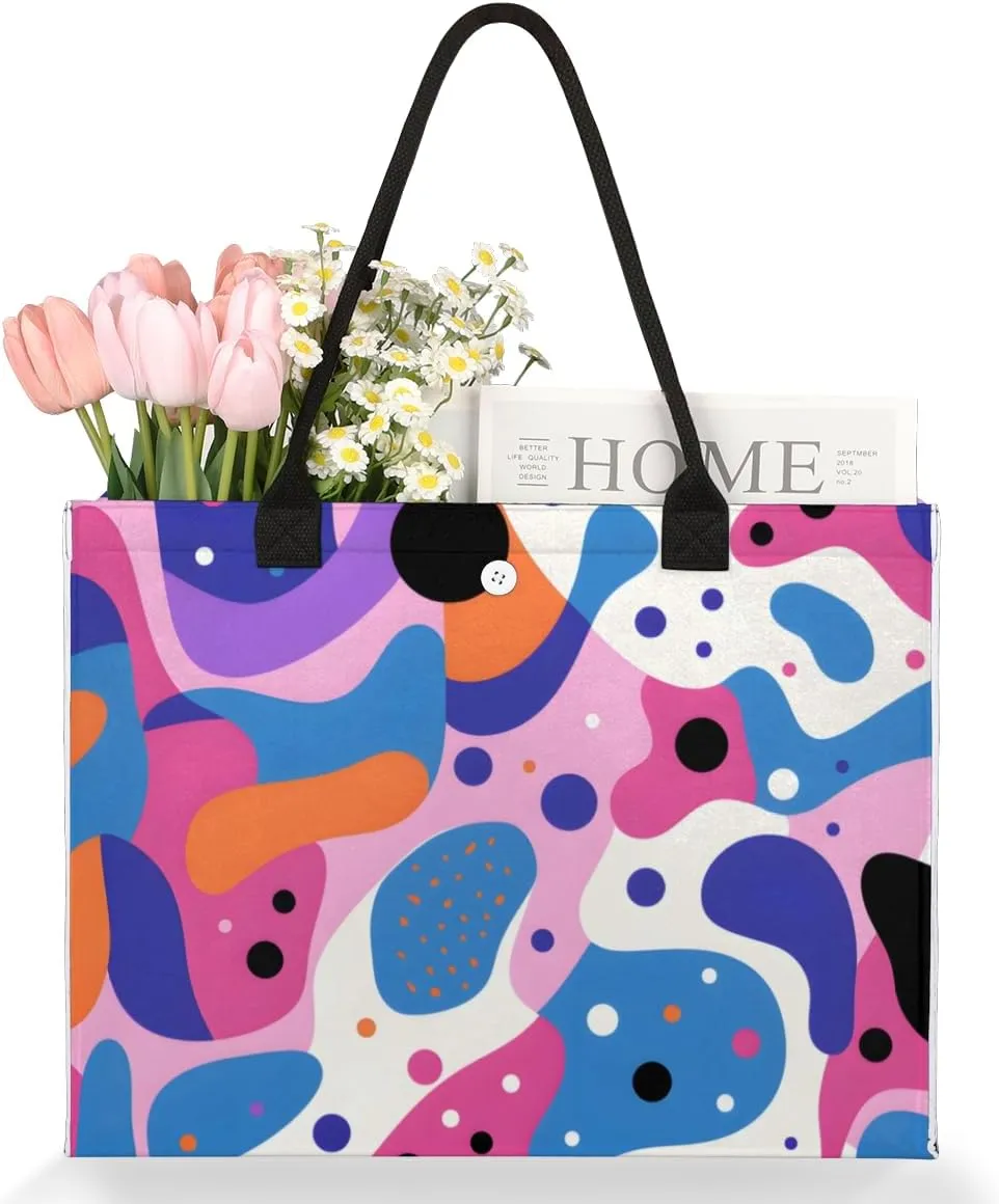 QsirBC Abstractions Classic Texture Tote Bag for Women Shoulder Bags with Pockets Handbags Purses Large Totes