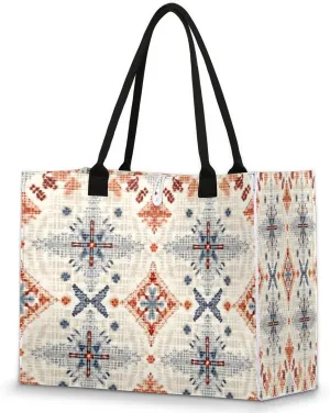 QsirBC Abstractions Decor Design Tote Bag for Women Shoulder Bags with Pockets Handbags Purses Large Totes