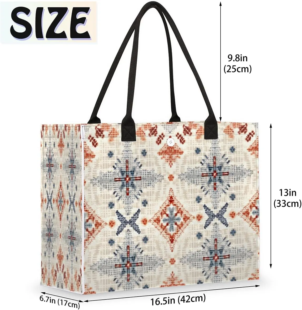 QsirBC Abstractions Decor Design Tote Bag for Women Shoulder Bags with Pockets Handbags Purses Large Totes