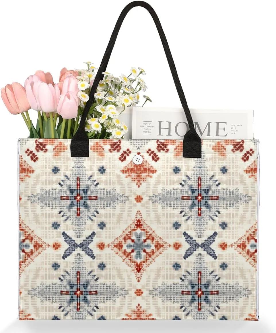 QsirBC Abstractions Decor Design Tote Bag for Women Shoulder Bags with Pockets Handbags Purses Large Totes