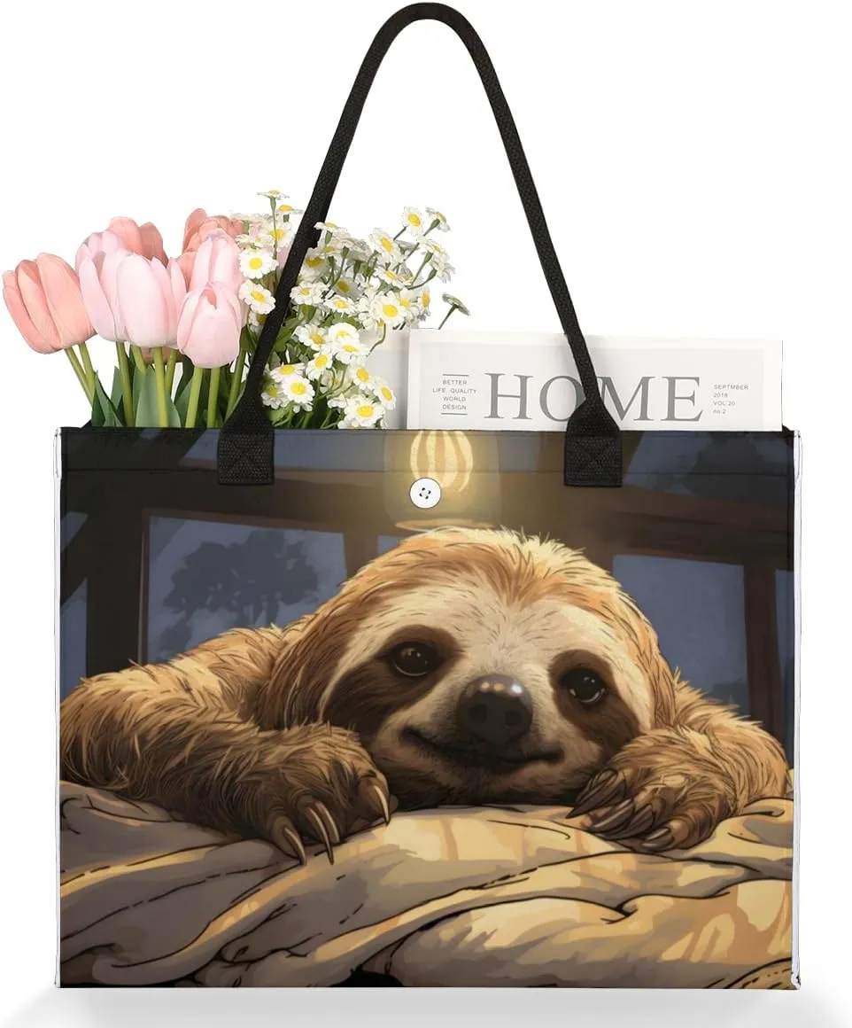 QsirBC Animals Sloths Style Tote Bag for Women Shoulder Bags with Pockets Handbags Purses Large Totes