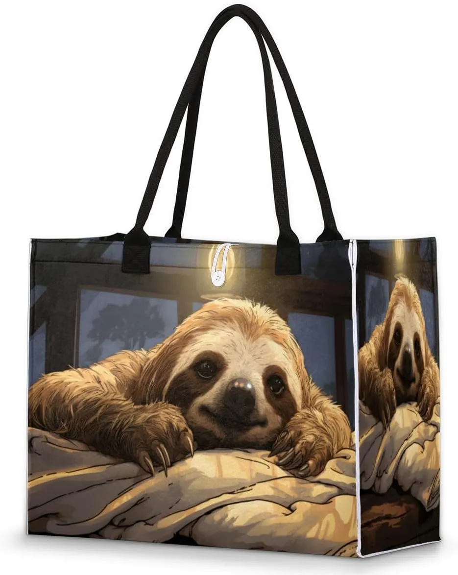 QsirBC Animals Sloths Style Tote Bag for Women Shoulder Bags with Pockets Handbags Purses Large Totes