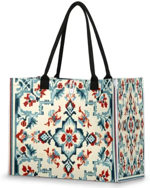 QsirBC Interesting Abstractions Decor Tote Bag for Women Shoulder Bags with Pockets Handbags Purses Large Totes